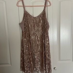 Torrid Gold Sequin Fringe Dress 2X